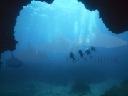 Taucher vor einer Höhle